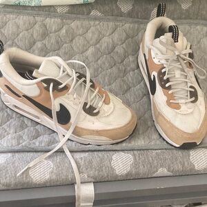 Nike Women's Sneakers in White, Tan & Black